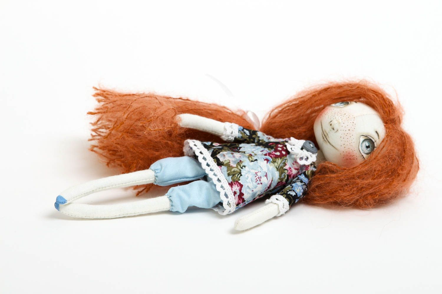 Bambola bella in cotone fatta a mano pupazzo tessile originale decoro casa foto 3