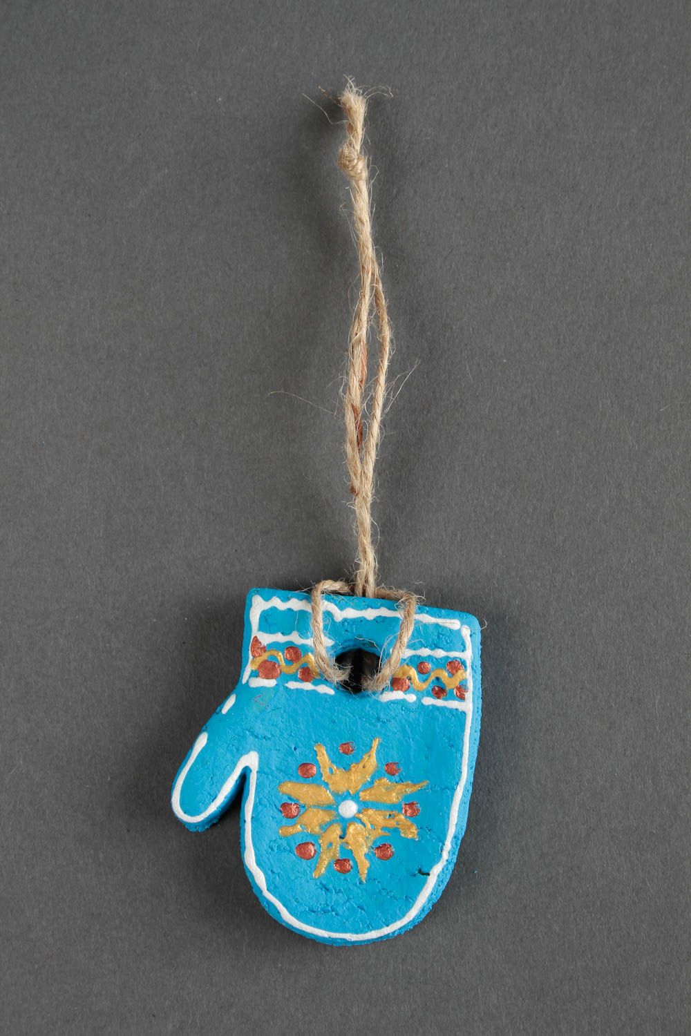 Figura decorativa hecha a mano regalo artesanal adorno de fin de año Mitón azul foto 3