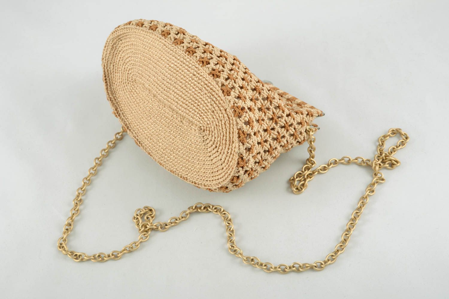 Macrame woven bag with a chain photo 4