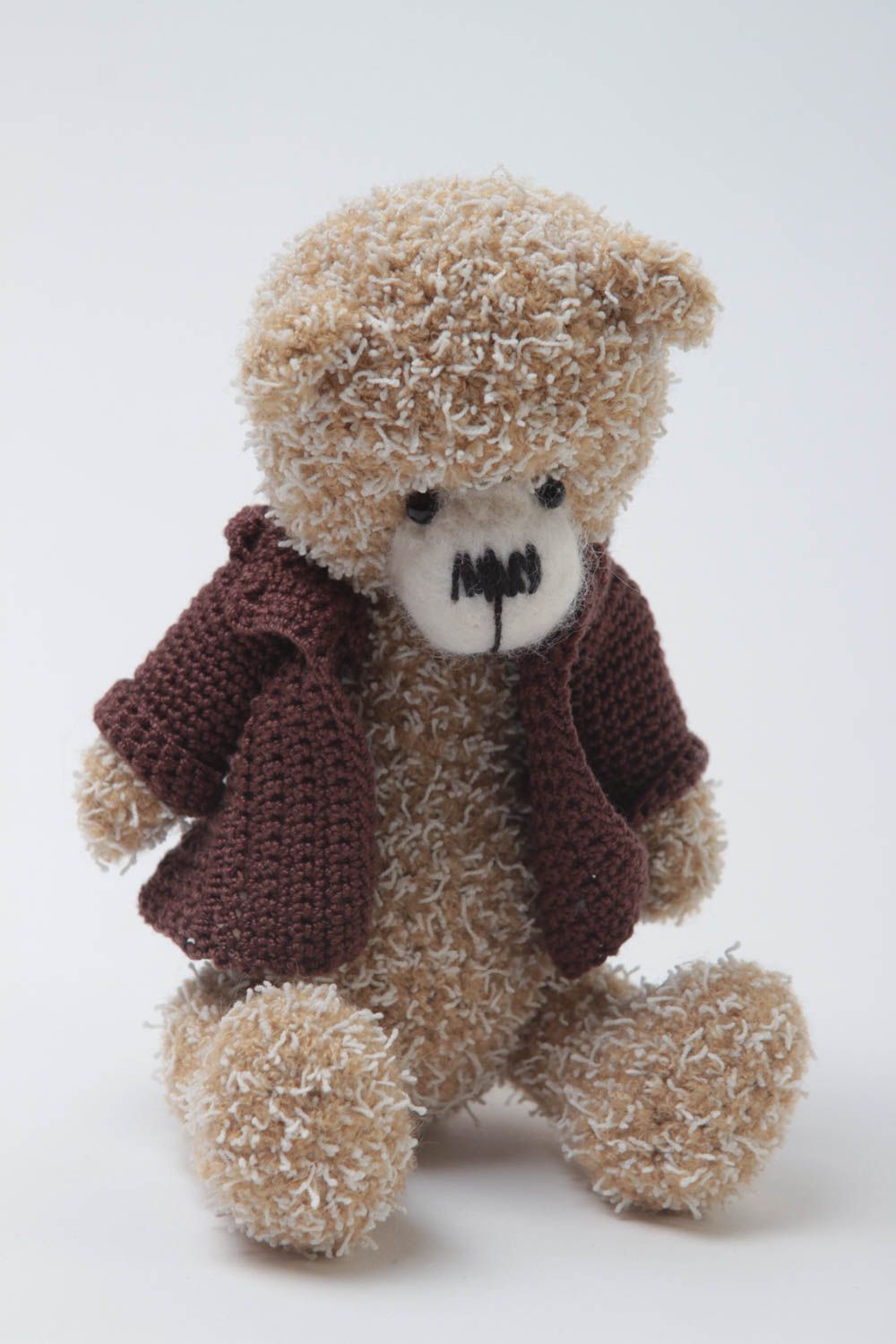 Doudou ours en pull fait main Peluche au crochet original Jouet pour enfant photo 2