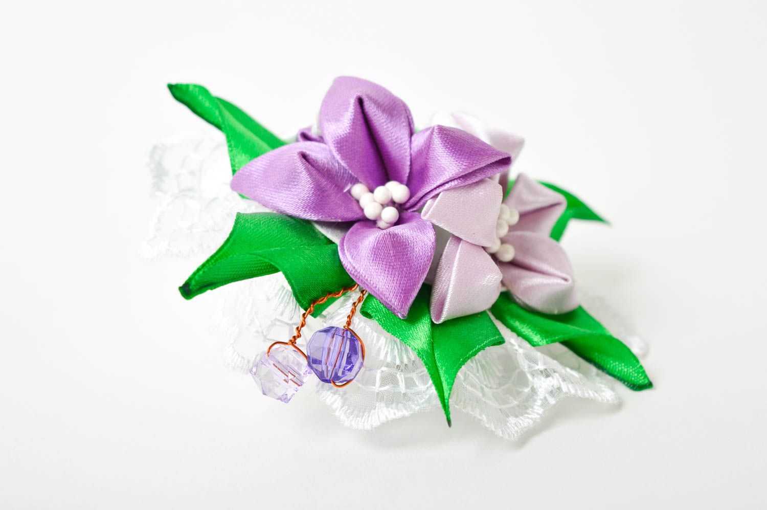 Goma para el pelo hecha a mano con flores accesorio para niñas regalo original foto 4