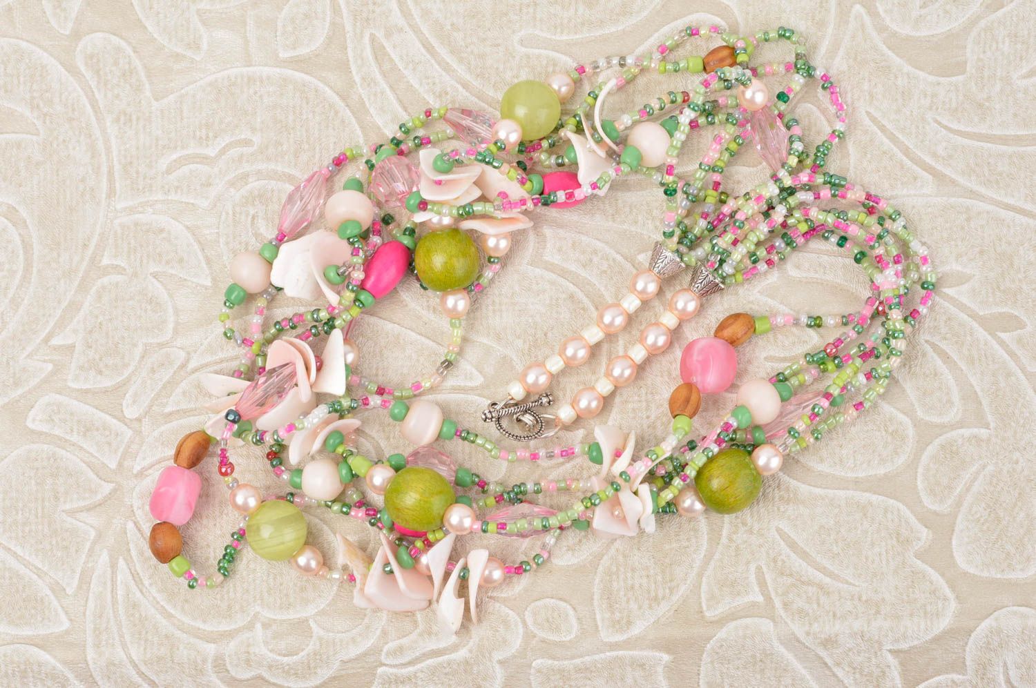 Handmade beaded necklace unusual designer necklace beautiful accessory photo 1