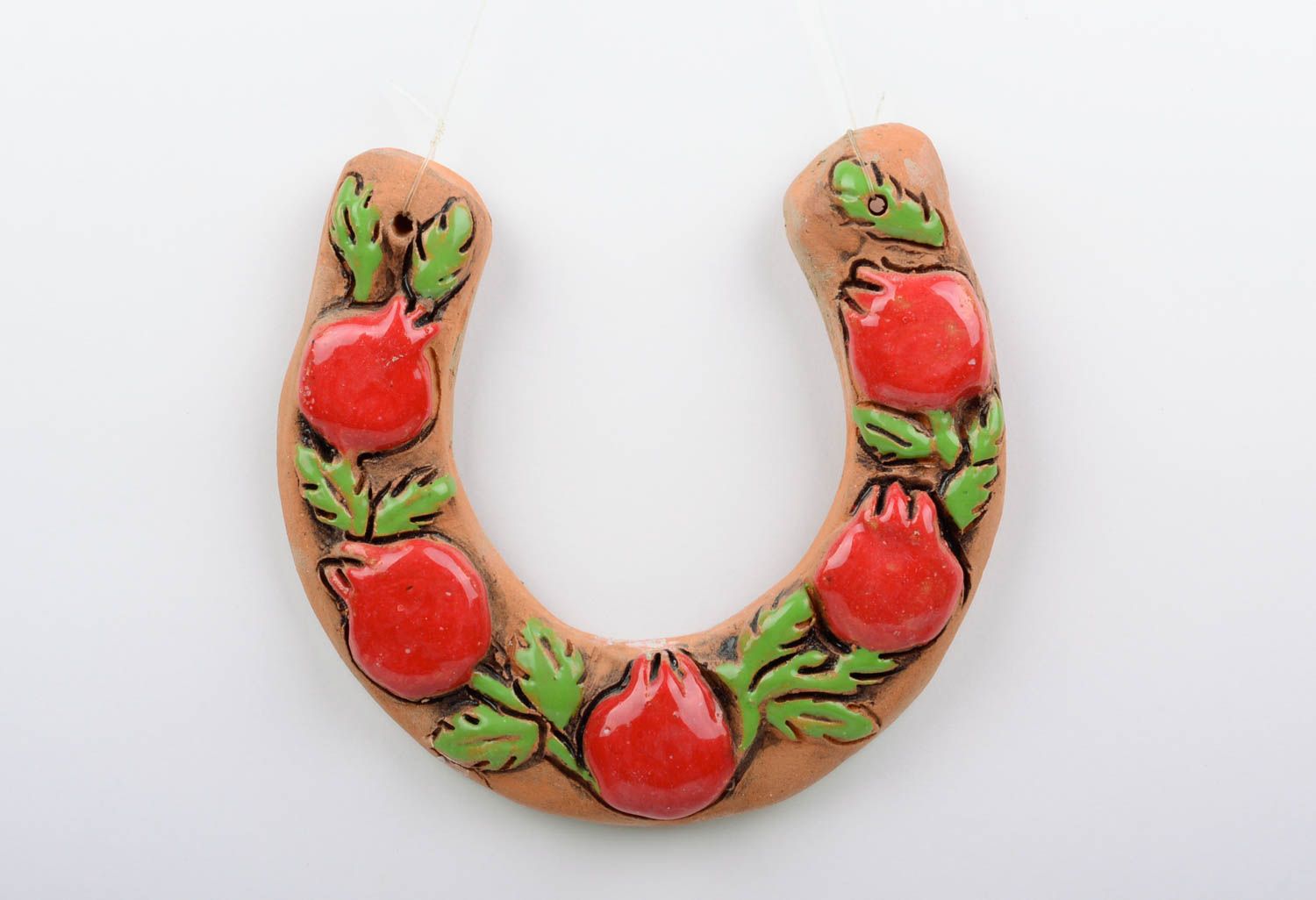 Small colorful handmade ceramic horseshoe decorative wall hanging gift ideas photo 1