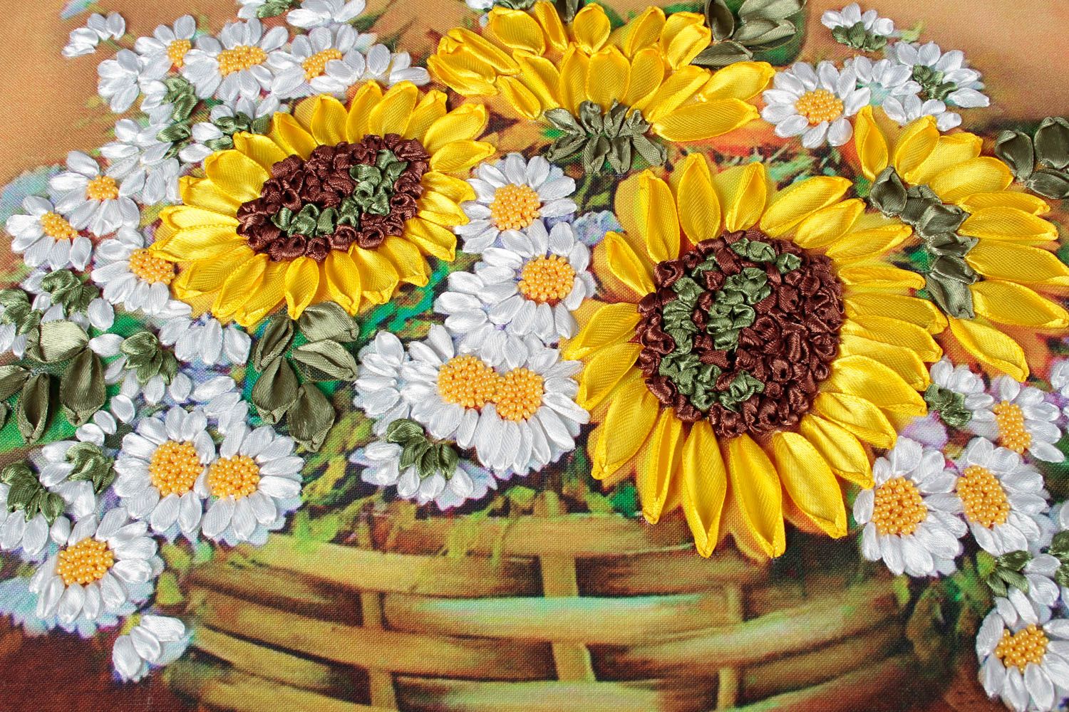 Blumen Bild handgefertigt Gemälde modern gesticktes Bild Deko Idee ausgefallen foto 4