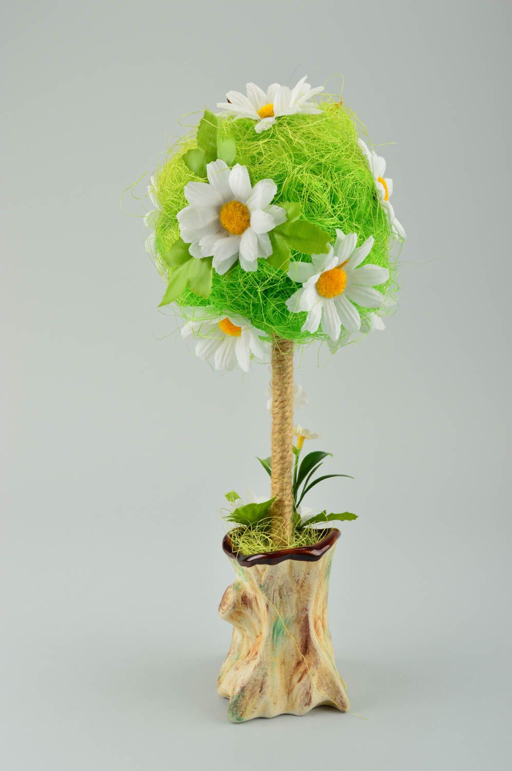Дерево ручной работы декор для дома дерево из искусственных цветов салатовое фото 3