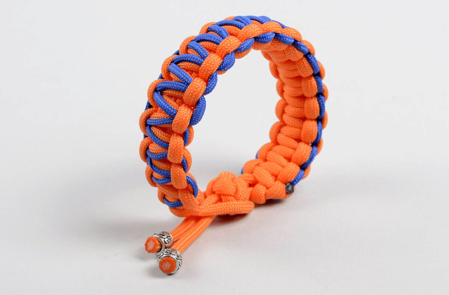 Bracelet paracorde Bijou fait main orange bleu Accessoire femme homme textile photo 4