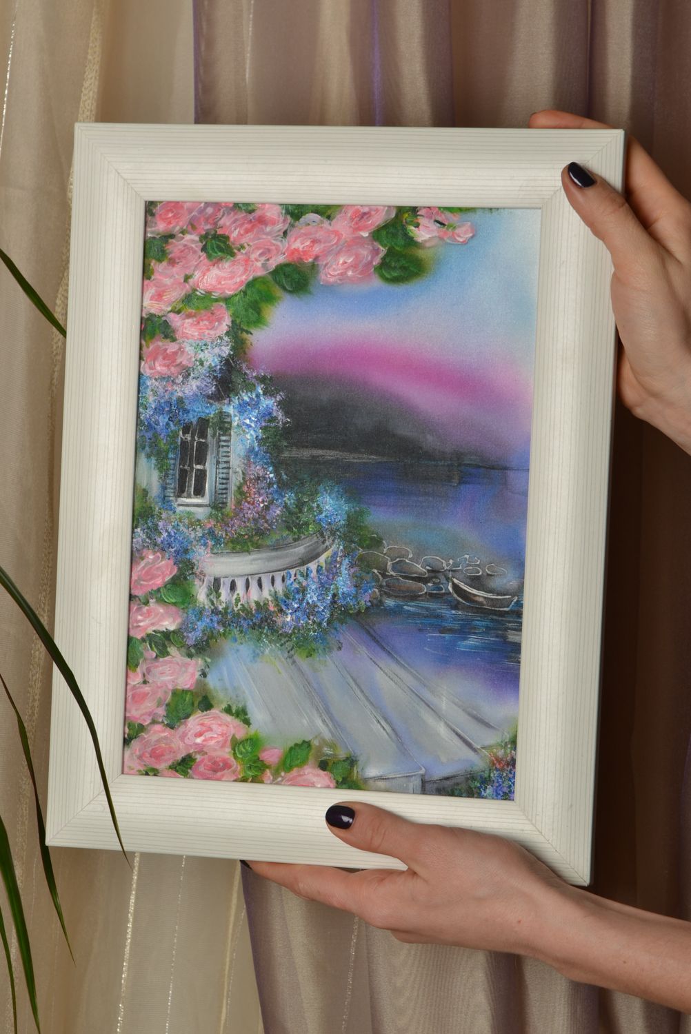Acrylic landscape painting in frame photo 2