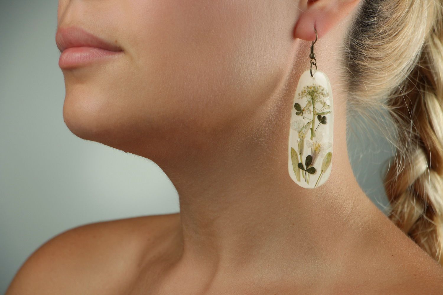 Earrings with epoxy Floral photo 5