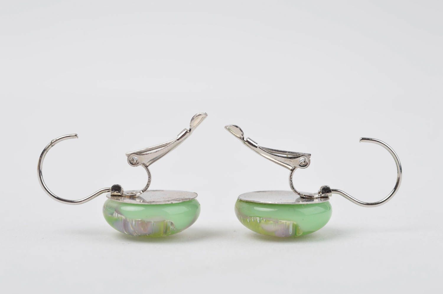 Handmade grüne Glas Ohrringe Designer Schmuck Accessoire für Frauen Fusing foto 3