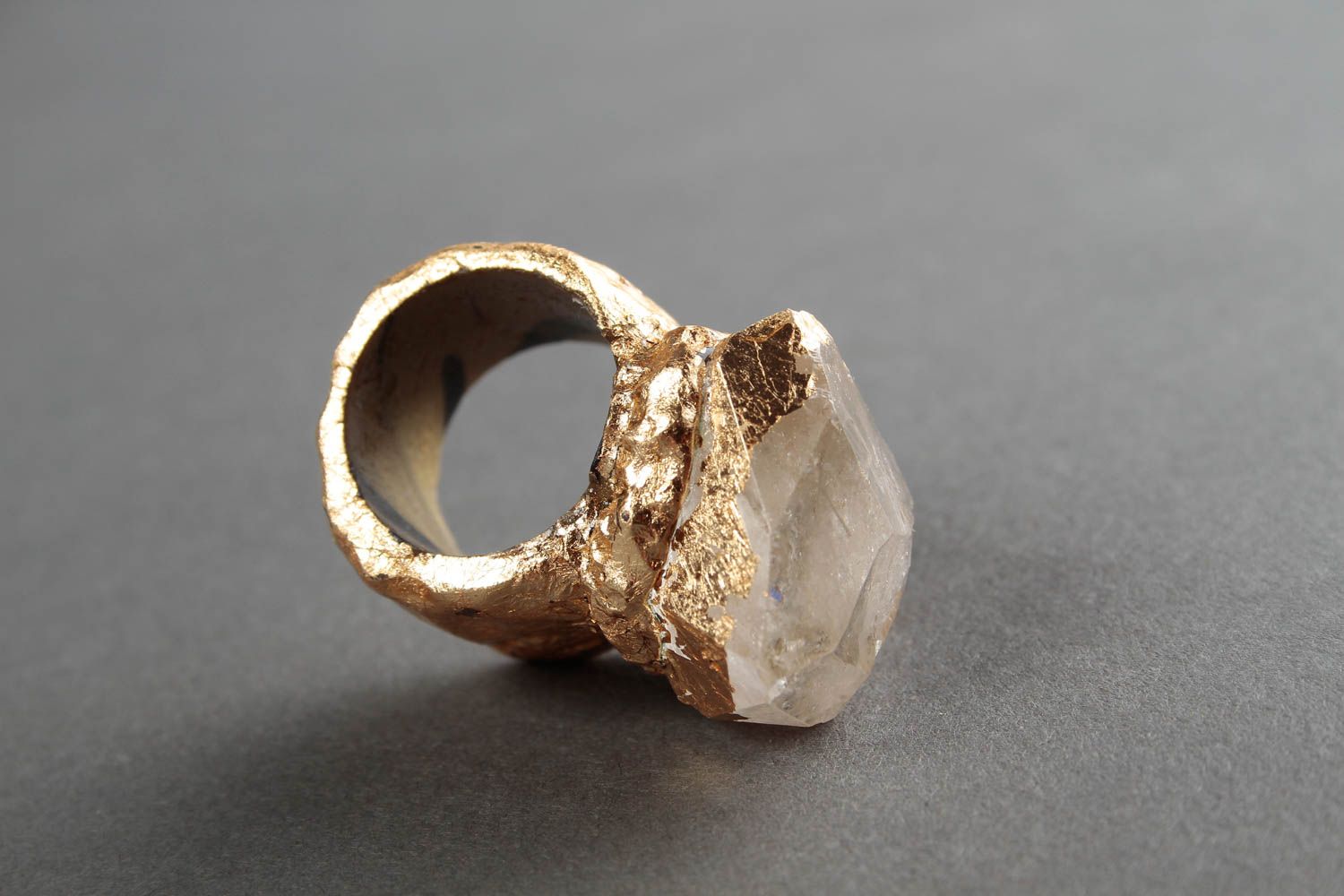 Кольцо ручной работы украшение из полимерной глины украшение кольцо с хрусталем фото 2
