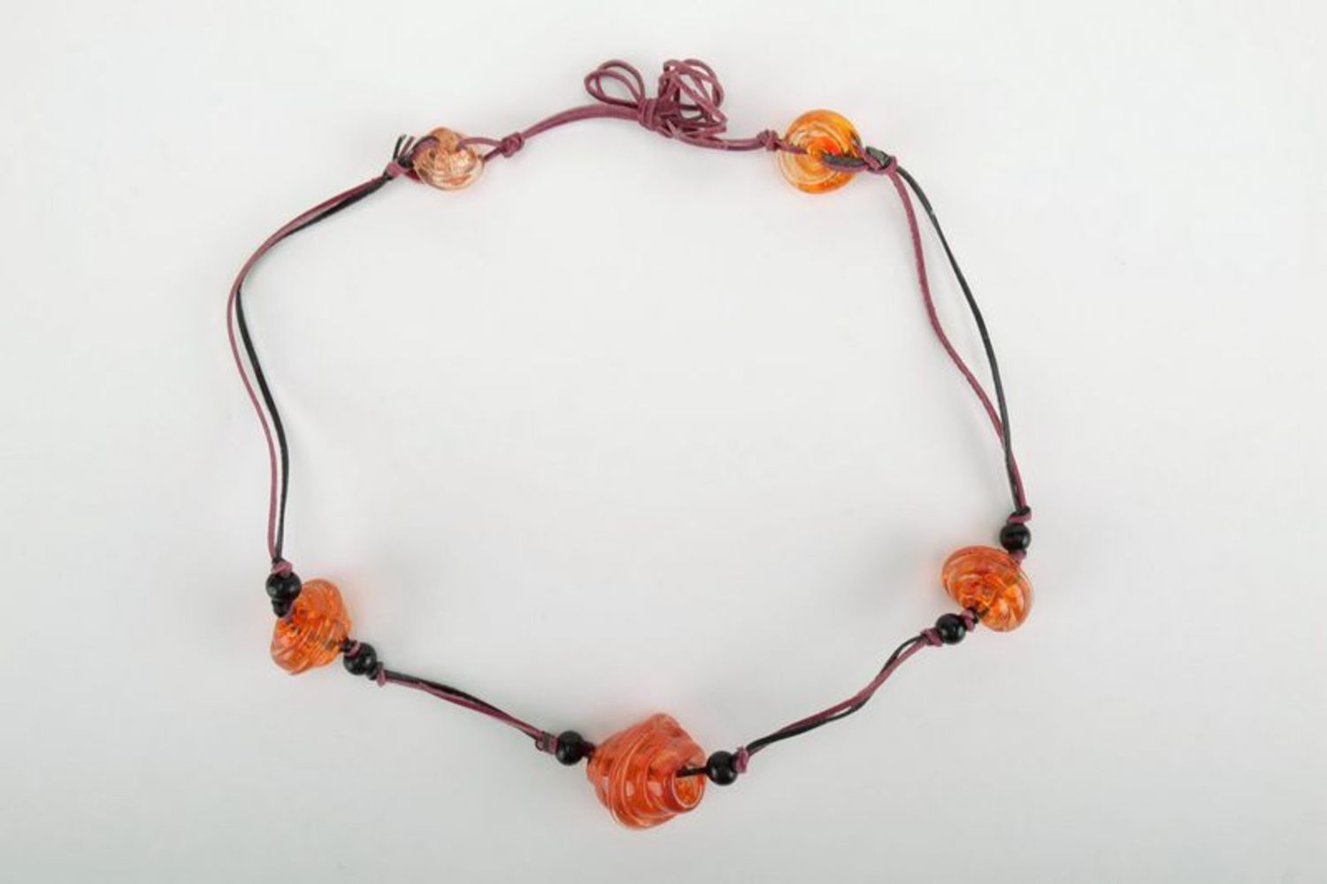 Long necklace made from blown glass and leather photo 3