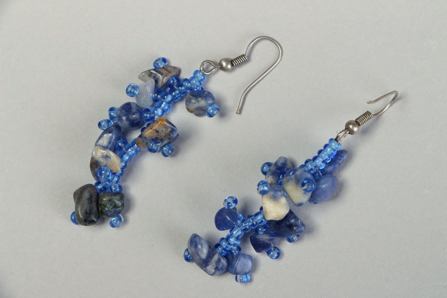 Long earrings with Czech beads and lazurite photo 2