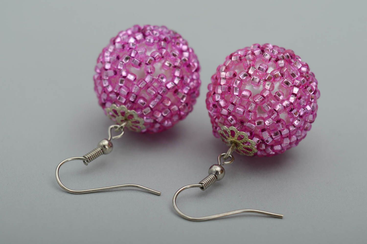 Handmade Rocailles Schmuck Modeschmuck Ohrringe Damen Accessoire schön rosa foto 3