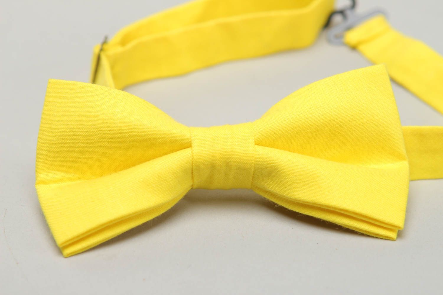Bright yellow fabric bow tie photo 2