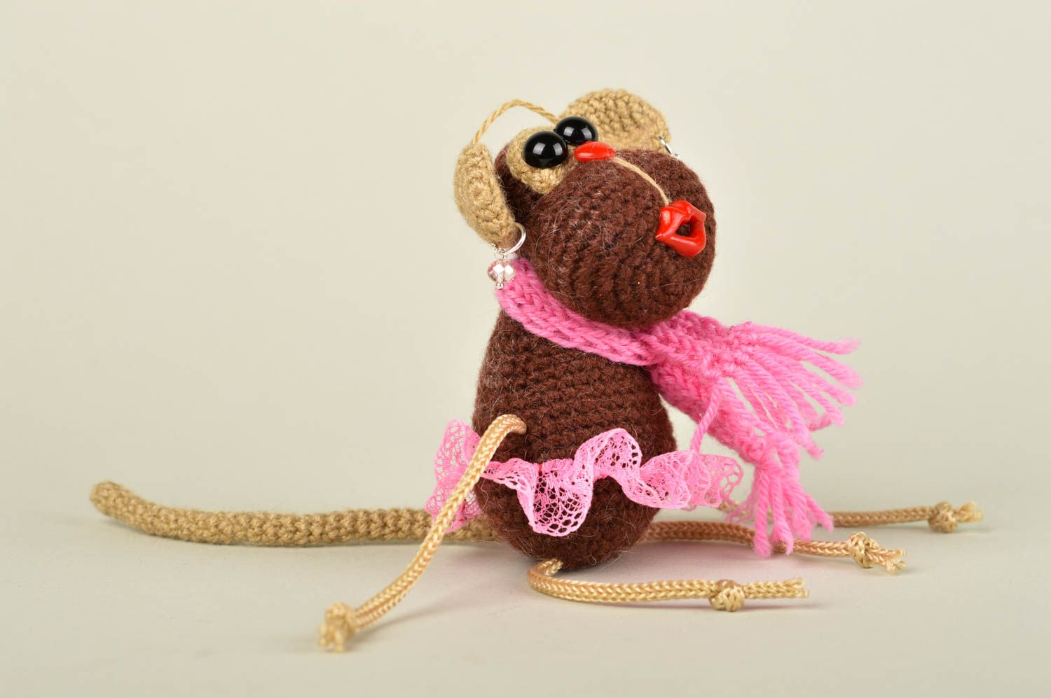 Jouet singe marron Peluche faite main tricotée au crochet Cadeau pour enfant photo 1