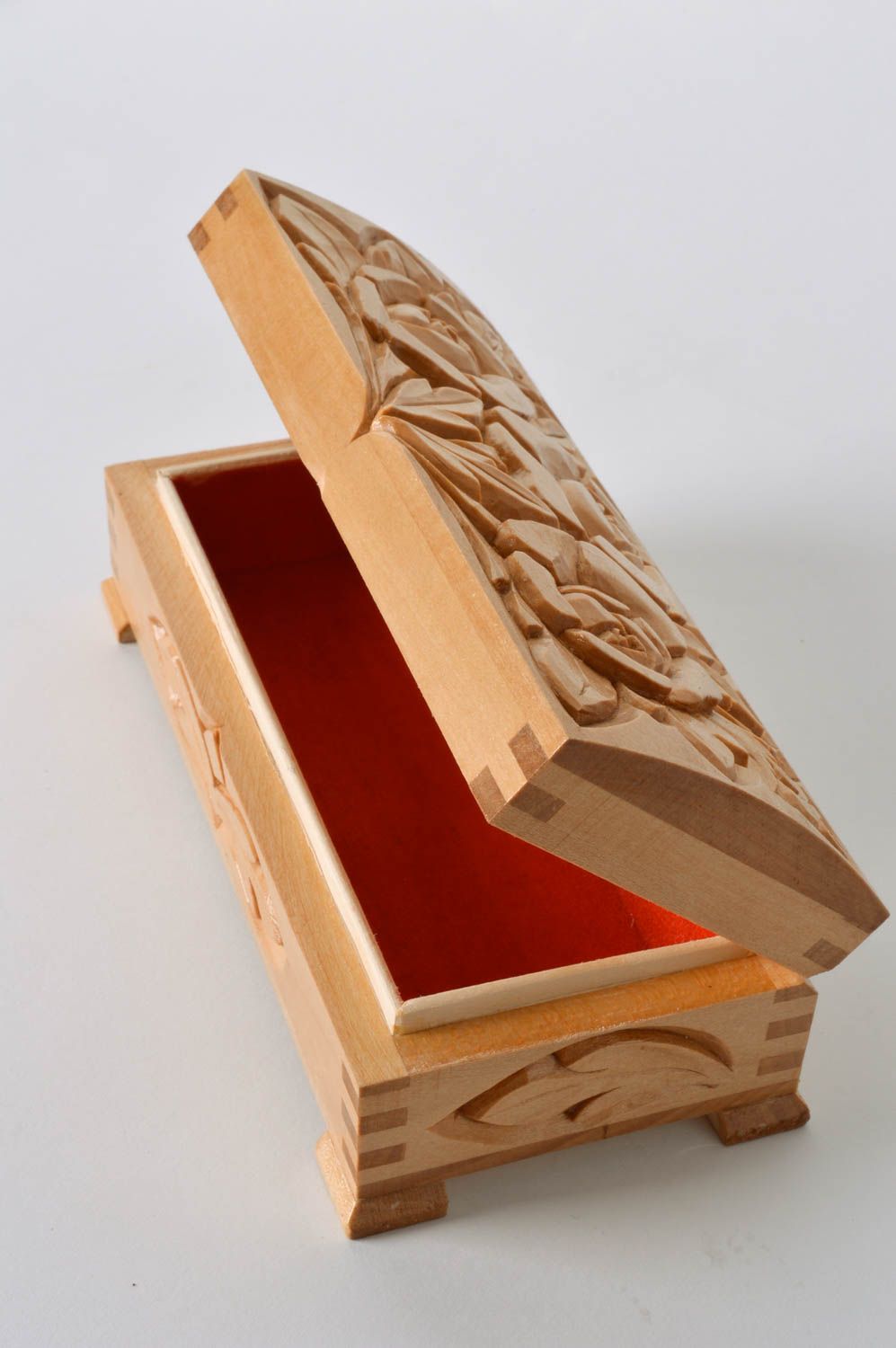 Caja de madera con ornamento tallado artesanal joyero original regalo para mujer foto 5