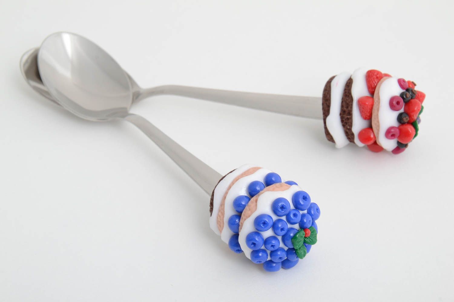 Set di posate decorato a mano cucchiaini decorati con argilla polimerica 2 pz foto 2