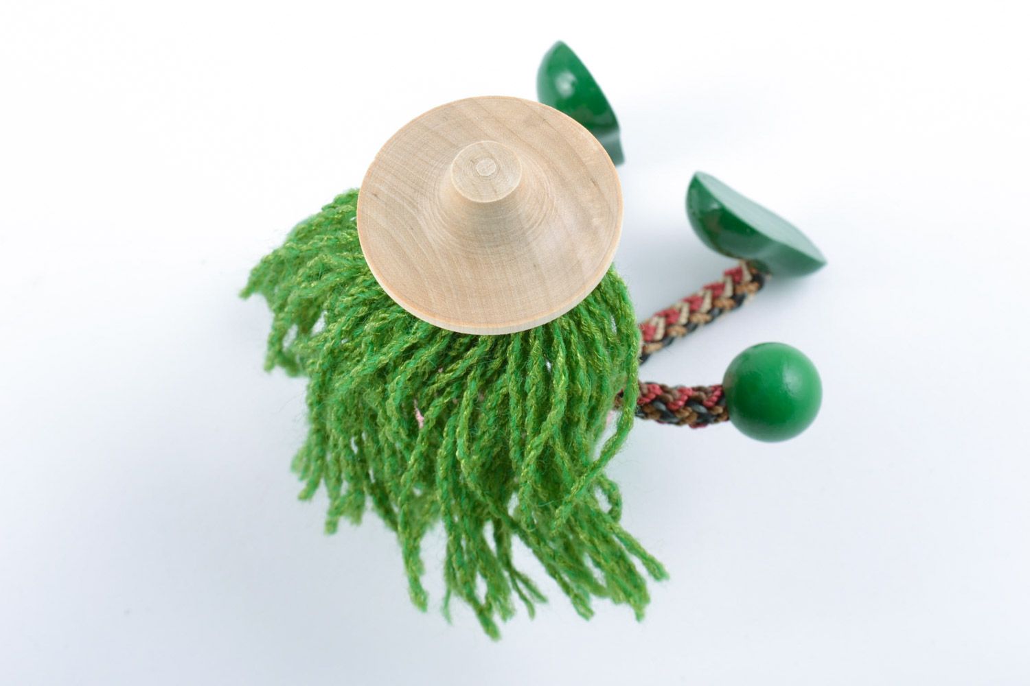 Jouet en bois écologique hêtre fait main figurine verte décorative peinture photo 4