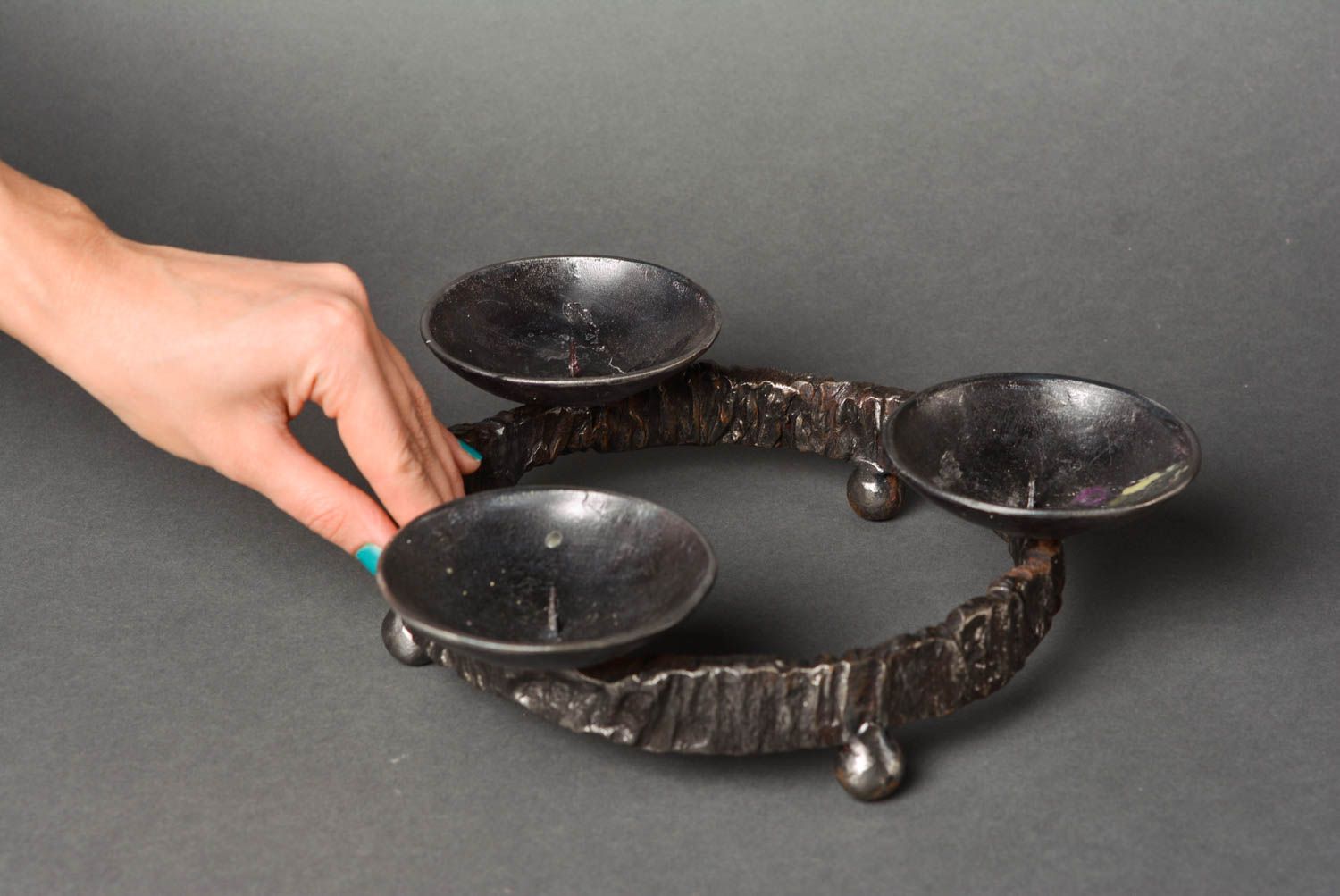 Teelichthalter Metall handgefertigt Kerzenständer Teelicht Designer Accessoire foto 3
