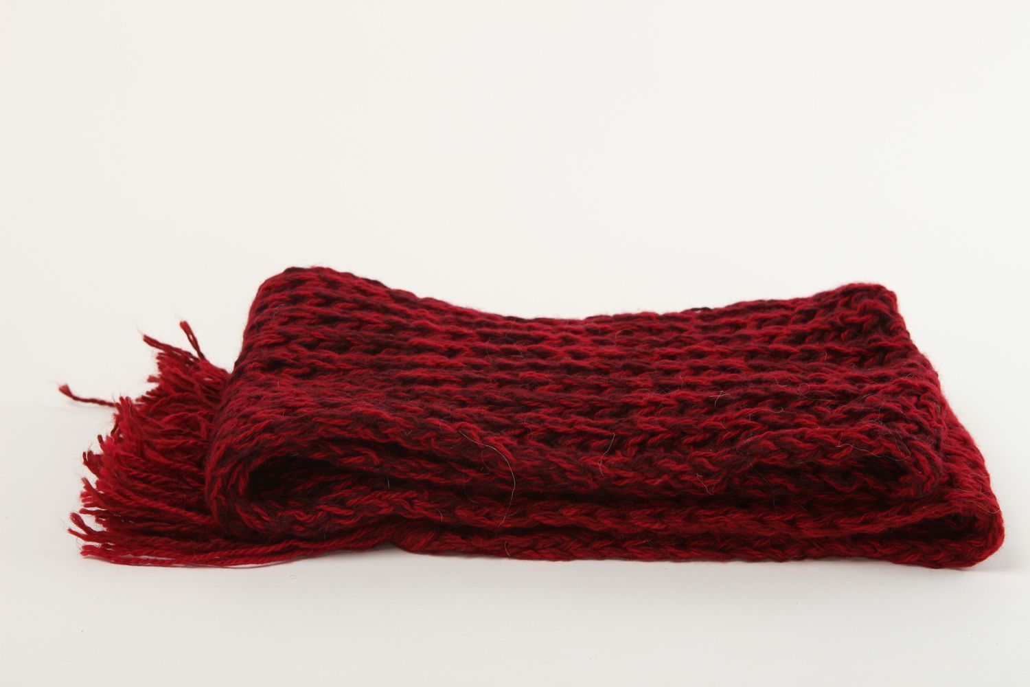 Écharpe tricotée faite main Écharpe rouge en laine à franges Accessoire femme photo 2