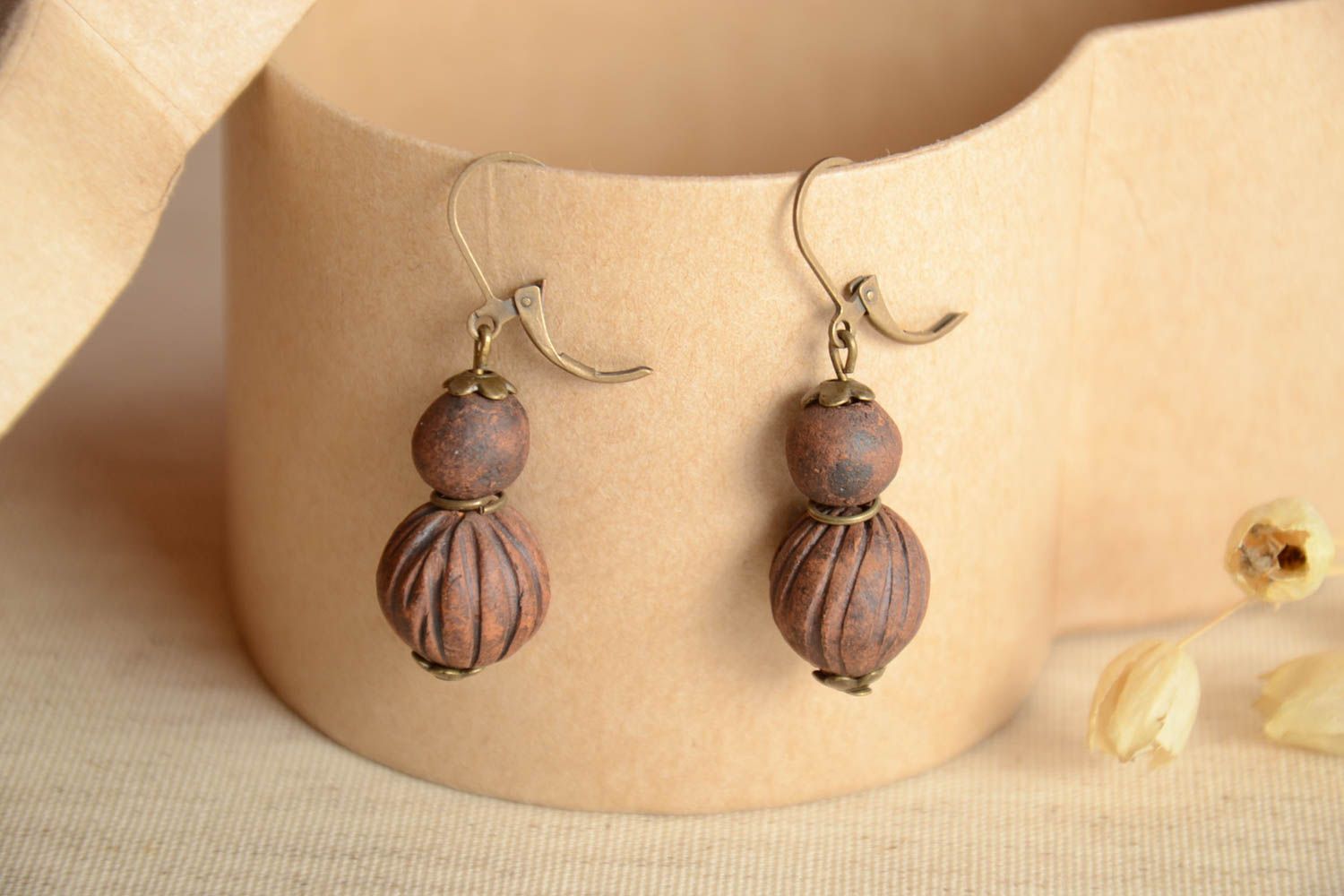 Beautiful homemade ceramic earrings handmade clay earrings gifts for her photo 1
