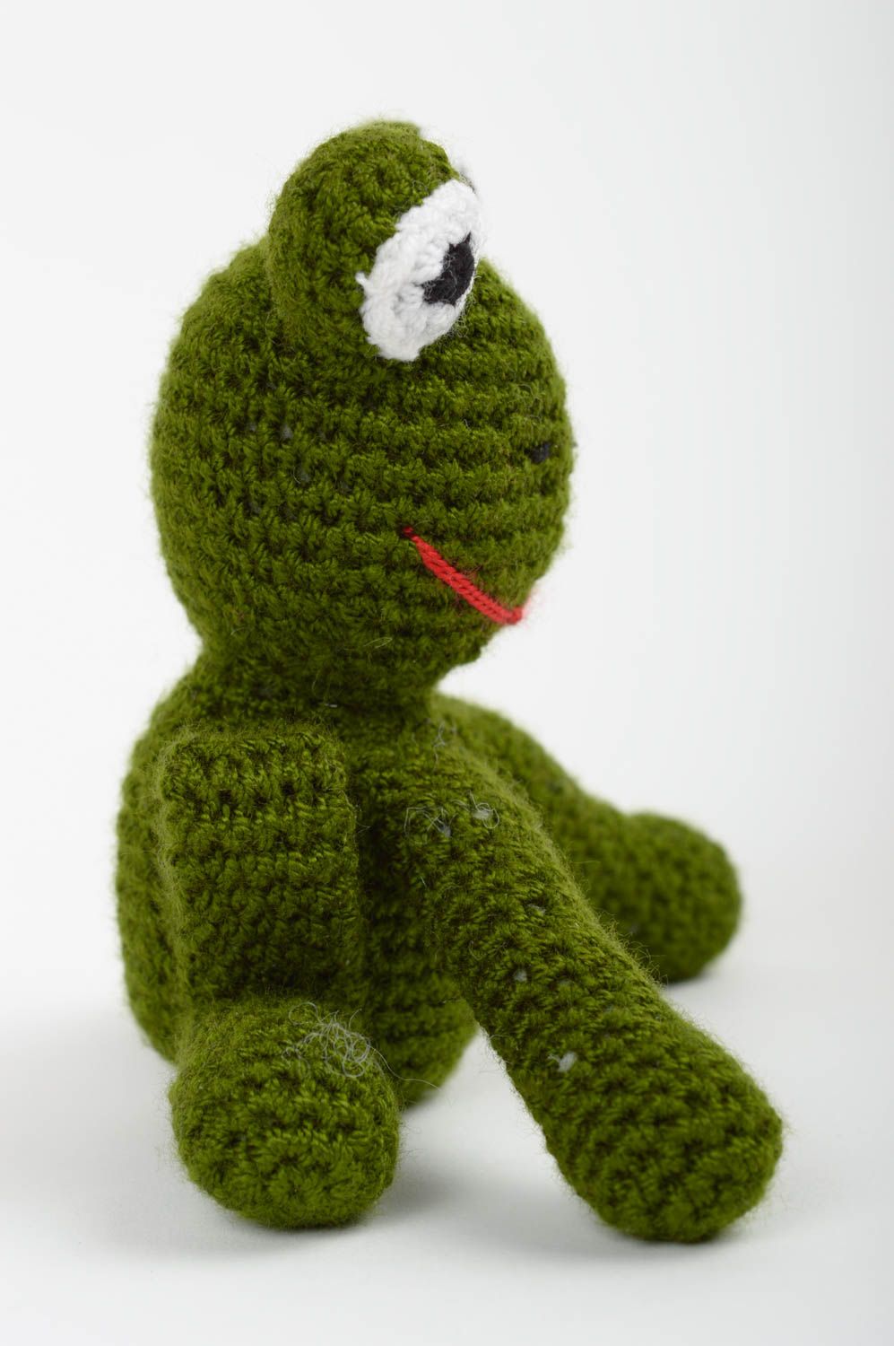 Jouet grenouille Peluche faite main Cadeau enfant tricoté au crochet coton photo 2