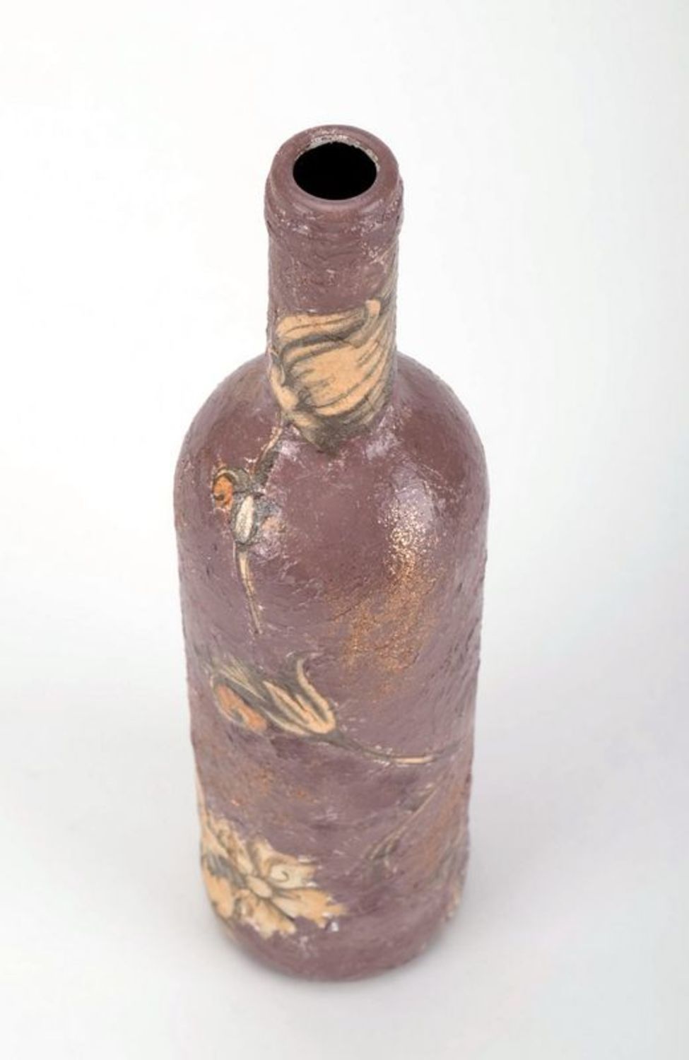 Декоративная бутылка в технике декупаж Кот фото 4