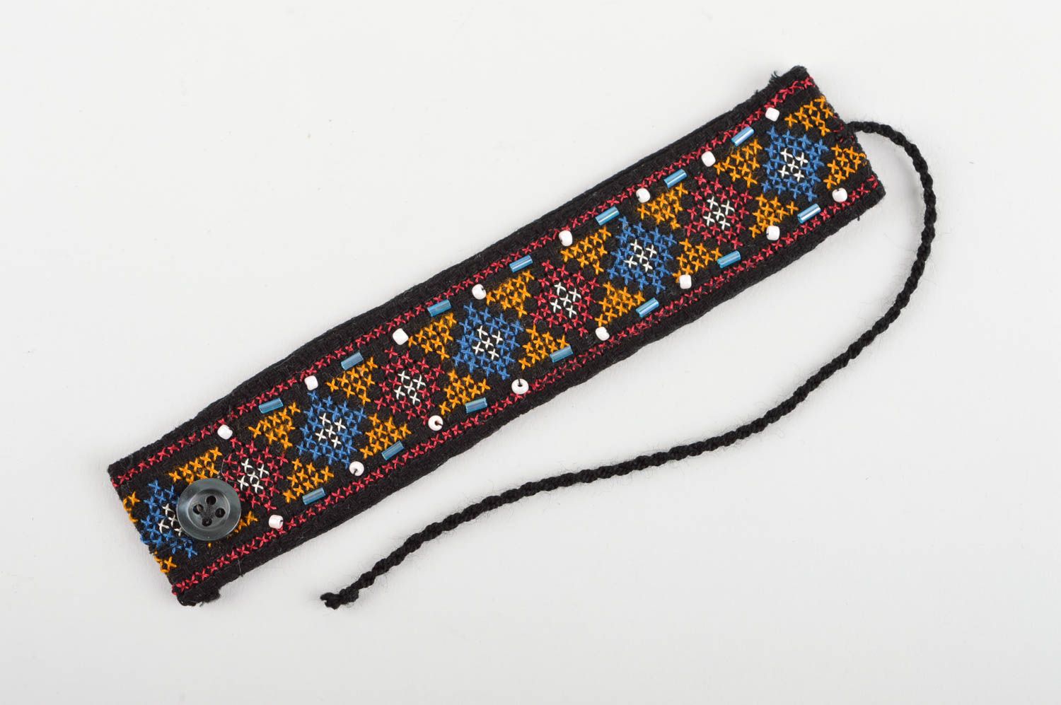 Bracelet textile Bijou fait main avec broderie Accessoire femme style ethnique photo 2
