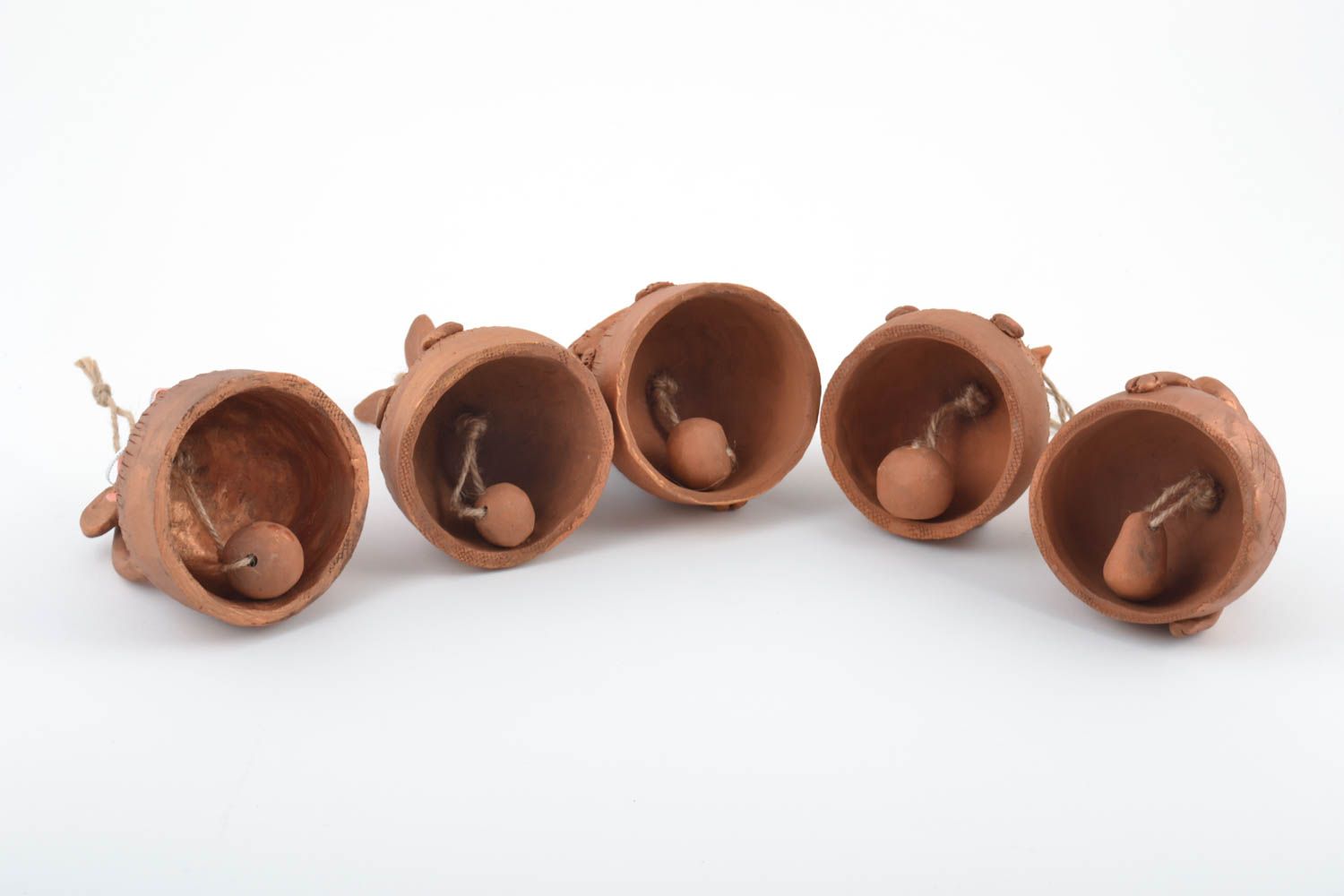 Handmade kleine Glöckchen Deko Tiere Figuren aus Ton Set 5 Stück Souvenirs foto 3
