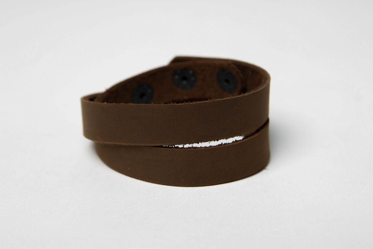 Handmade braunes Armband aus Leder Designer Schmuck Leder Accessoire schön foto 3