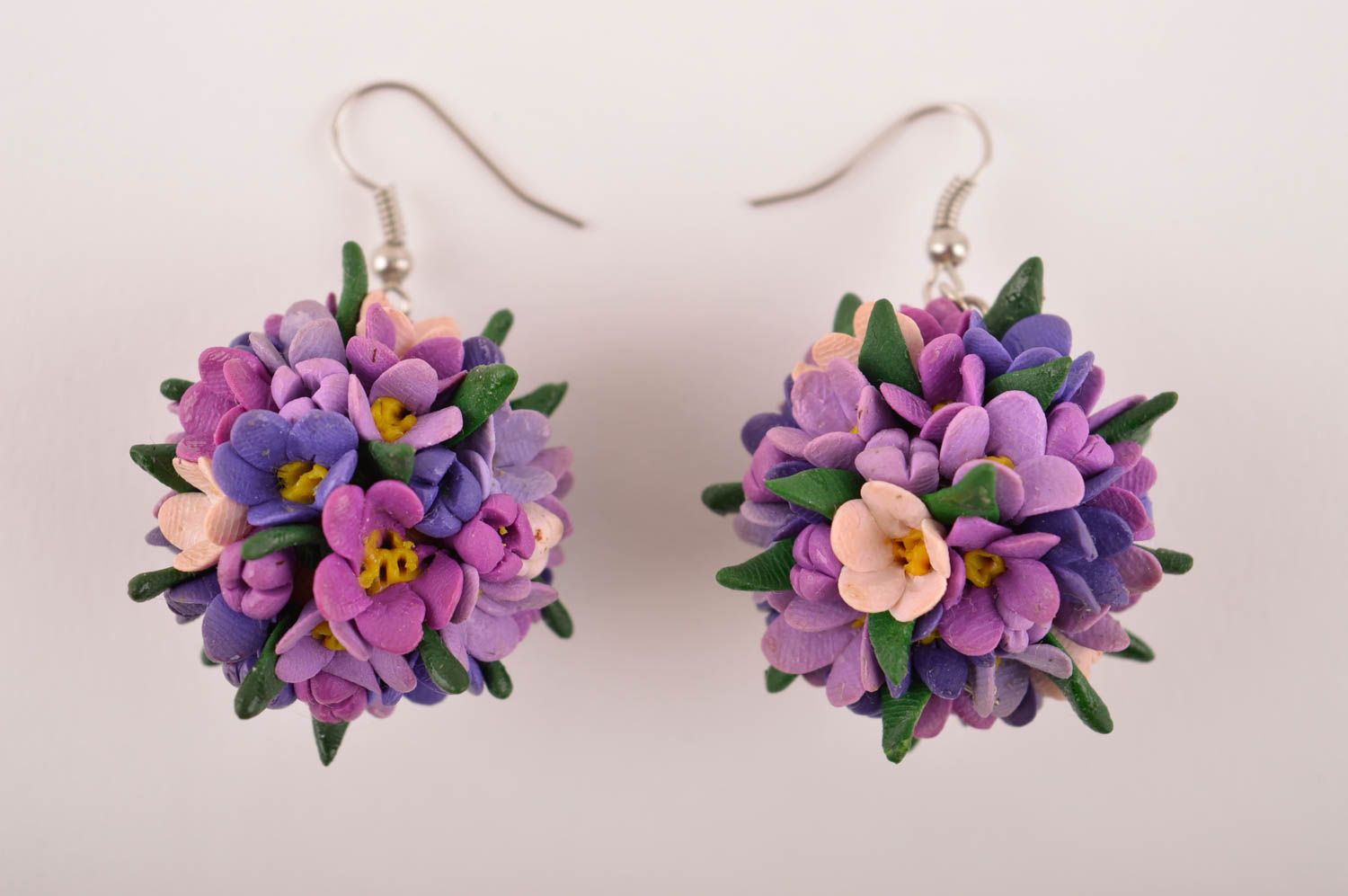 Handmade polymer clay earrings long earrings with flowers fashion jewelry photo 3