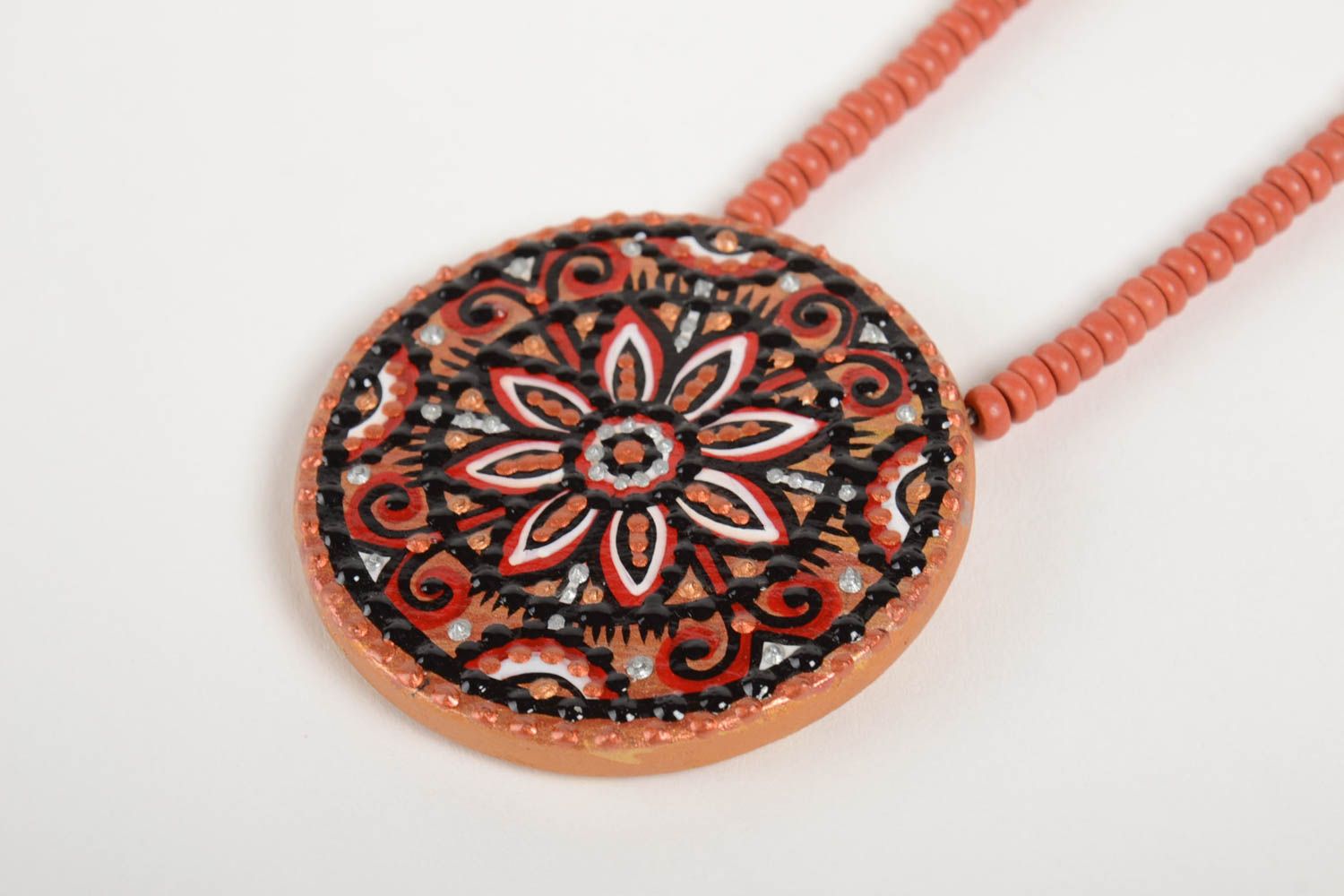 Ethnic jewelry handmade necklace ceramic jewelry pendant necklace gifts for her photo 5