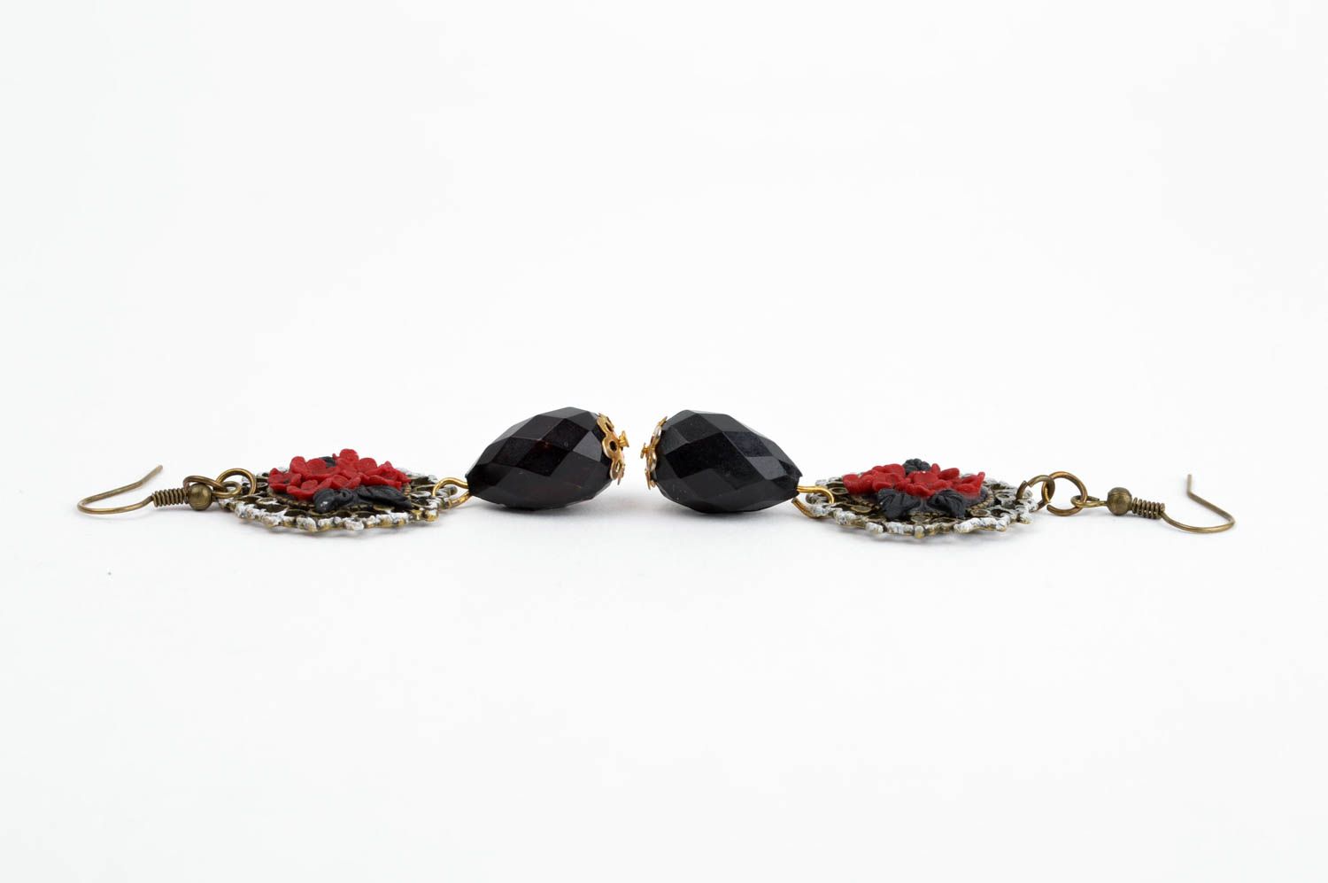 Handmade Ohrringe mit Anhängern Geschenk für Frauen Polymer Schmuck schön  foto 2