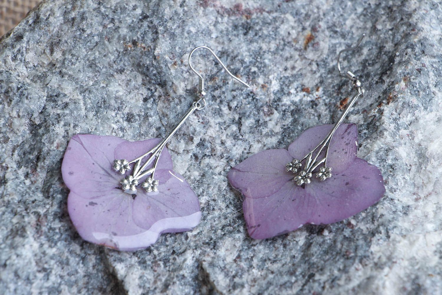 Earrings with Hydrangea photo 3