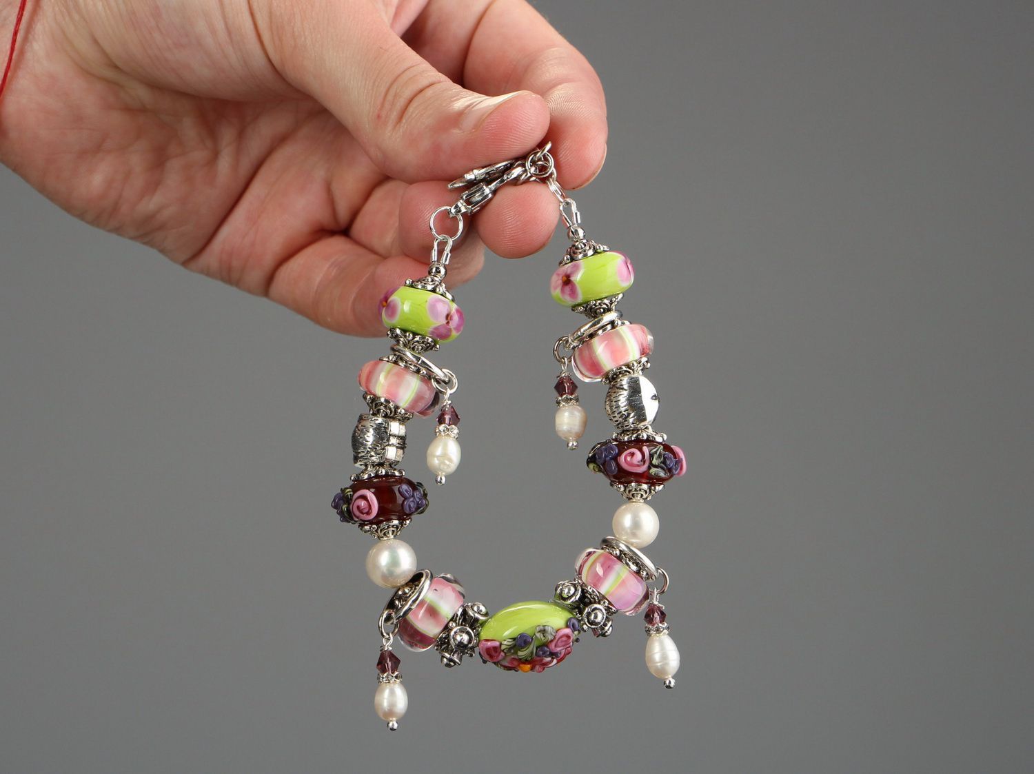 Bracelet made from glass and pearls Garden of Eden photo 5