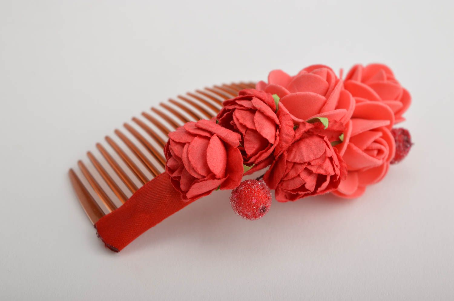 Аксессуар для волос хэнд мэйд гребень для волос с розами красивая бижутерия фото 5