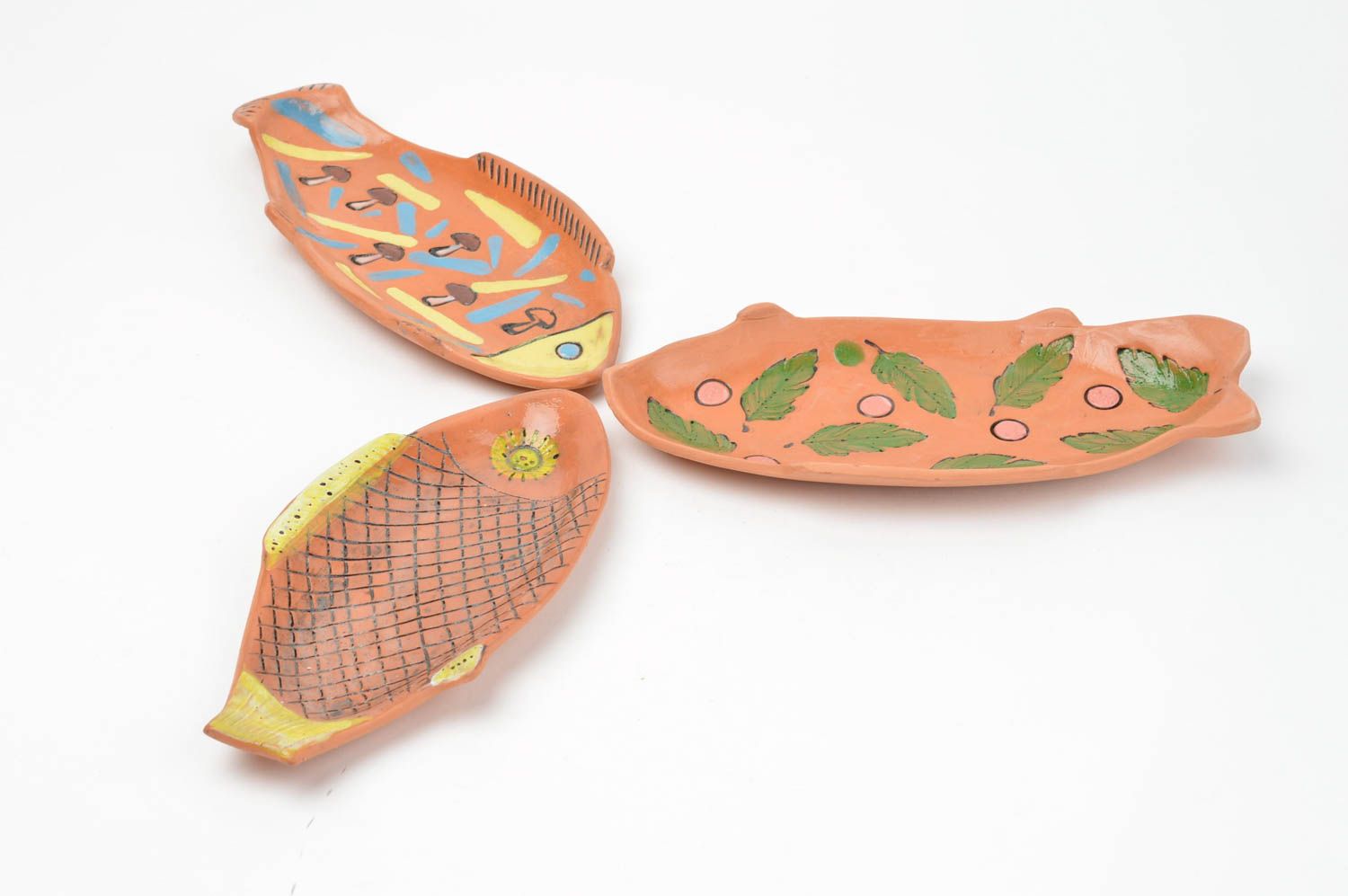 Set of 3 homemade designer ceramic plates decorative clay plates gift ideas photo 4