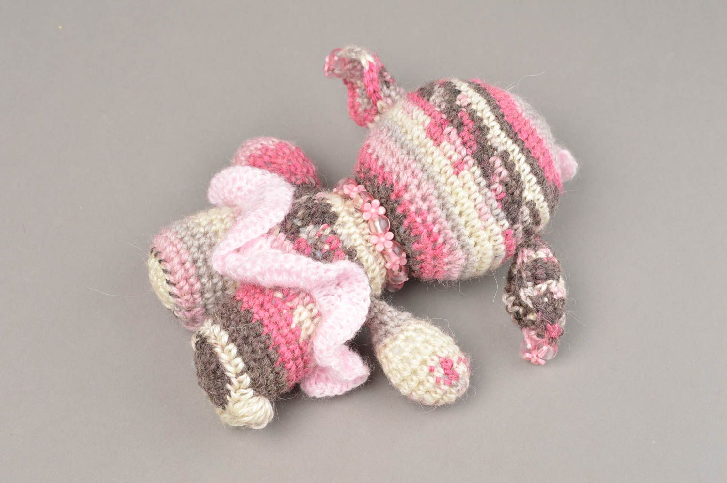 Handmade pink soft toy crocheted beautiful souvenir unusual present for kids photo 3
