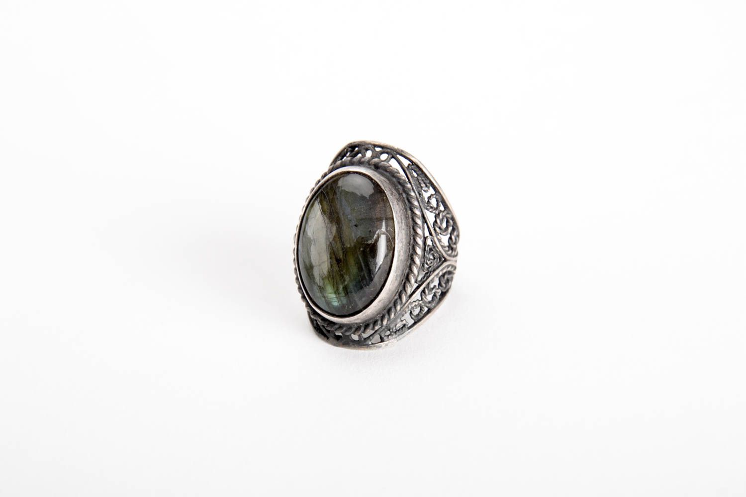 Женское кольцо ручной работы серебряное кольцо с камнем серебряное украшение фото 5