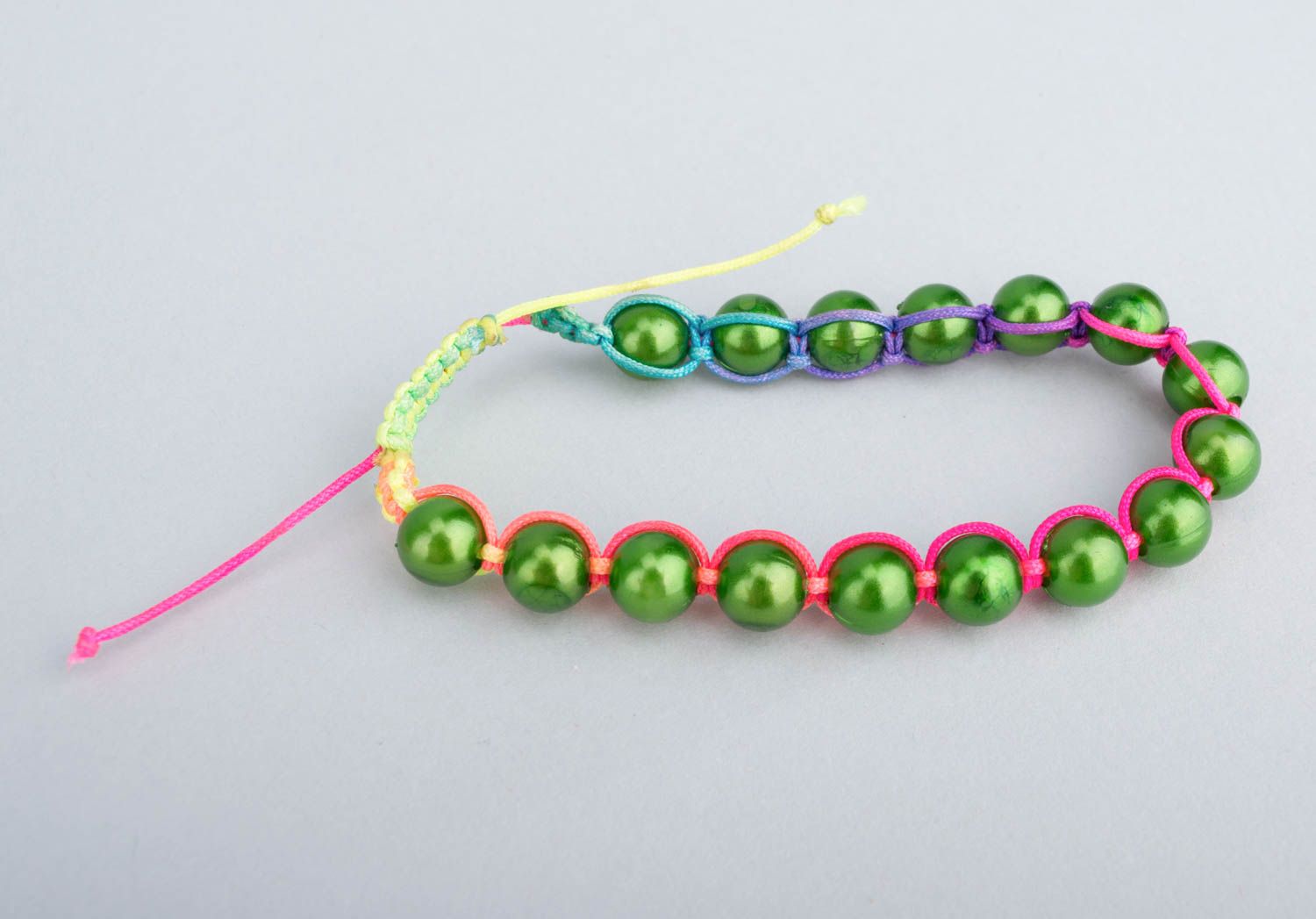 Bracelet perles fantaisie Bijou fait main plastique vert Accessoire femme photo 5