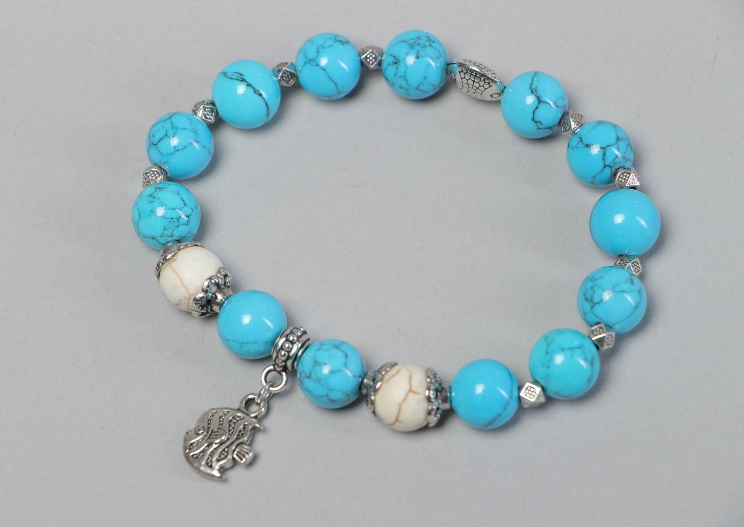 Handmade turquoise bracelet stylish designer accessory jewelry with charms photo 1