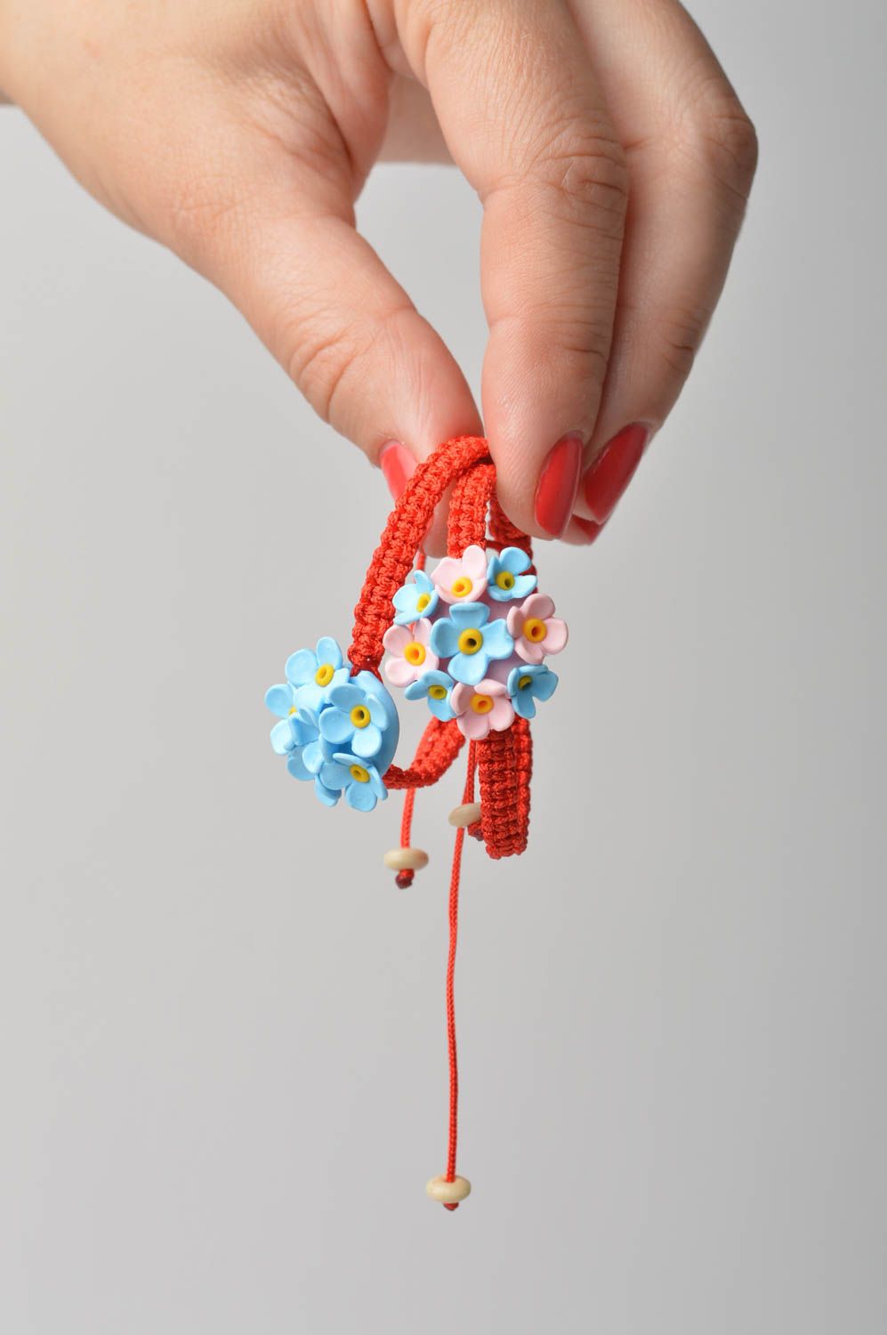 Ensemble de Bracelets pour fille faits main 2 pièces avec fleurs Cadeau enfant photo 2