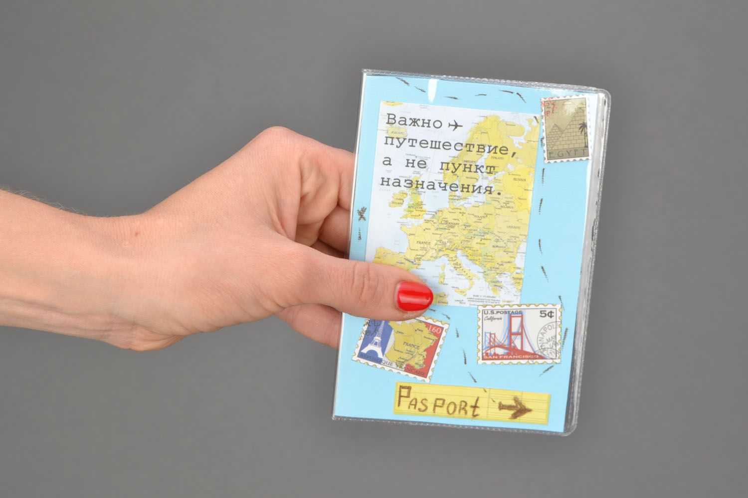 Обложка на паспорт в технике скрапбукинг фото 2