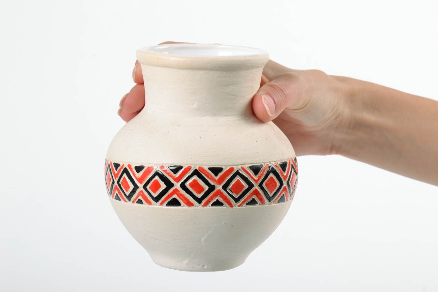 Cruche en céramique avec motif géométrique photo 2