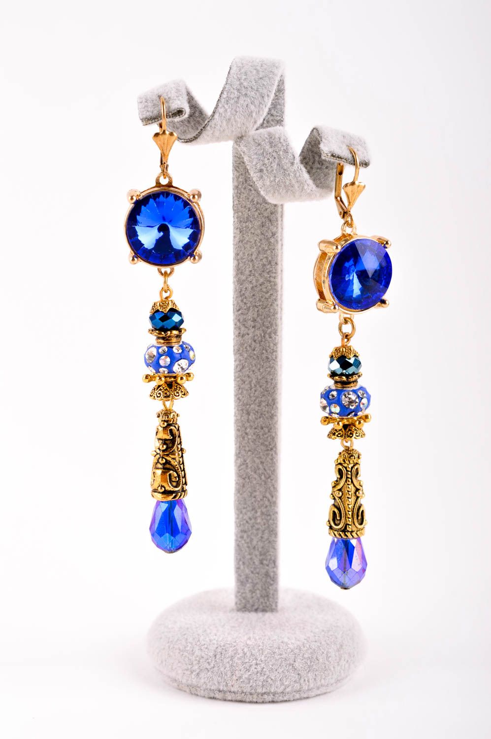 Handmade earrings designer accessory with stones unusual gift for women photo 2