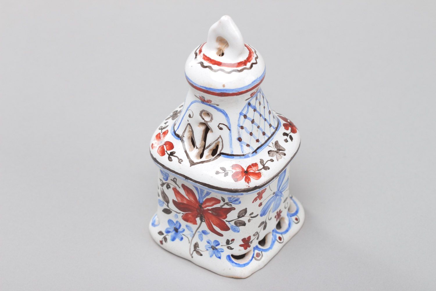 Small handmade painted ceramic figured bell photo 4