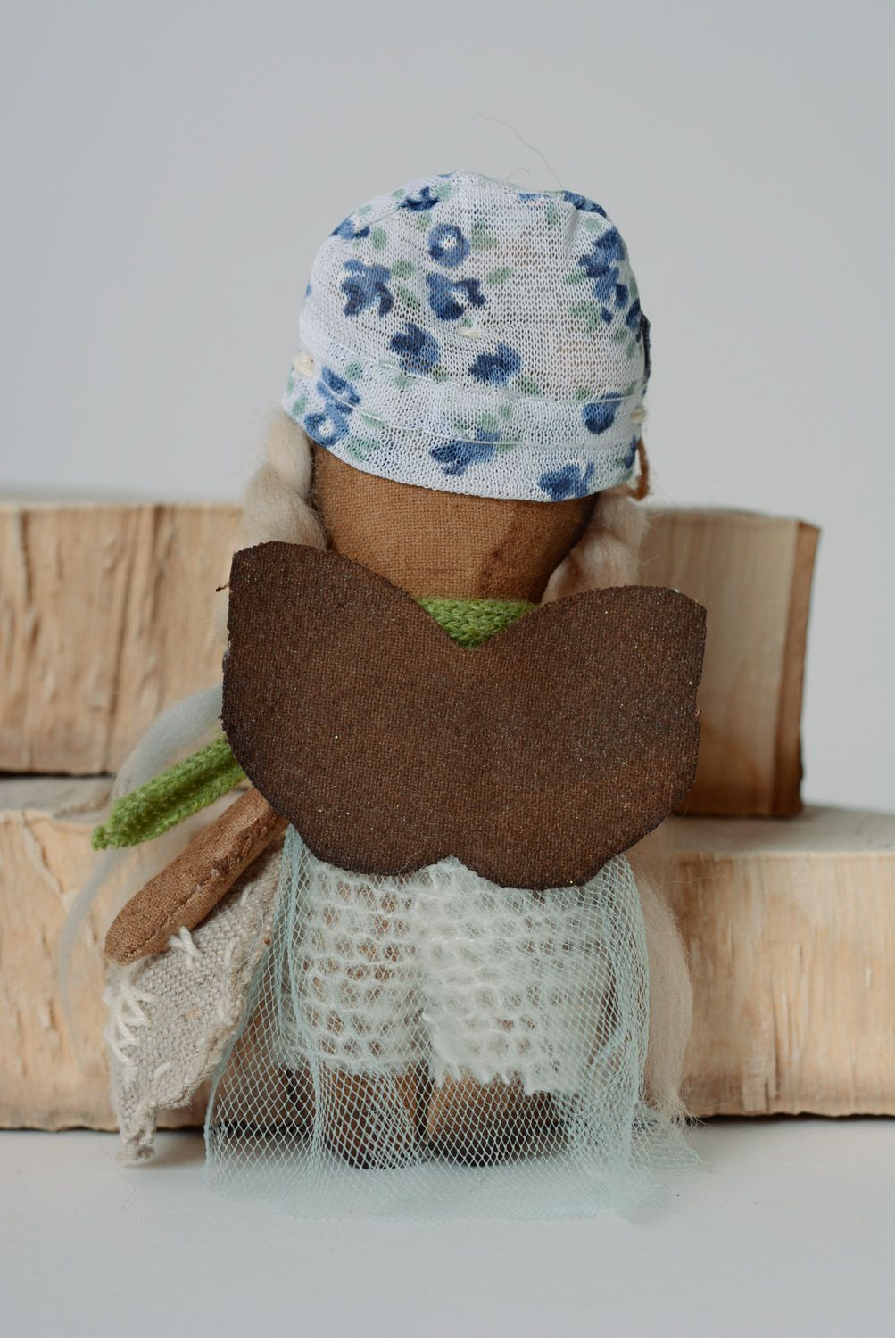 Handmade textile fridge magnet doll imbued with coffee photo 4