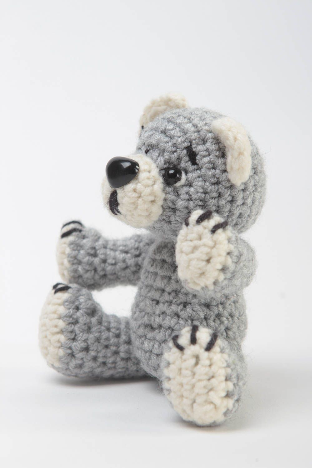 Игрушка мишка вязаная игрушка ручной работы вязаная игрушка медведь серый фото 2