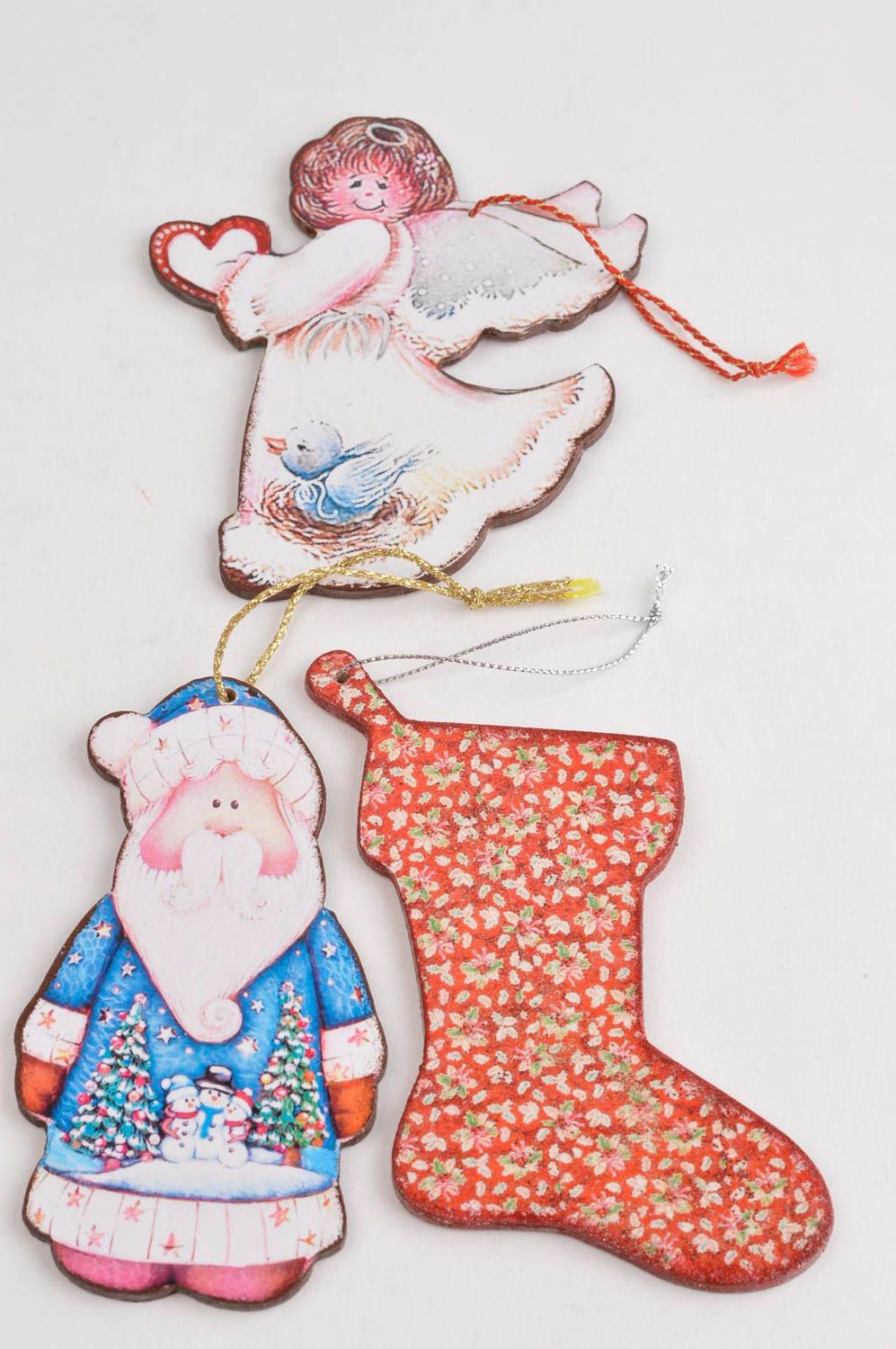 Игрушки на елку хэнд мэйд декор для дома украшения на Рождество и Новый год 3 шт фото 2