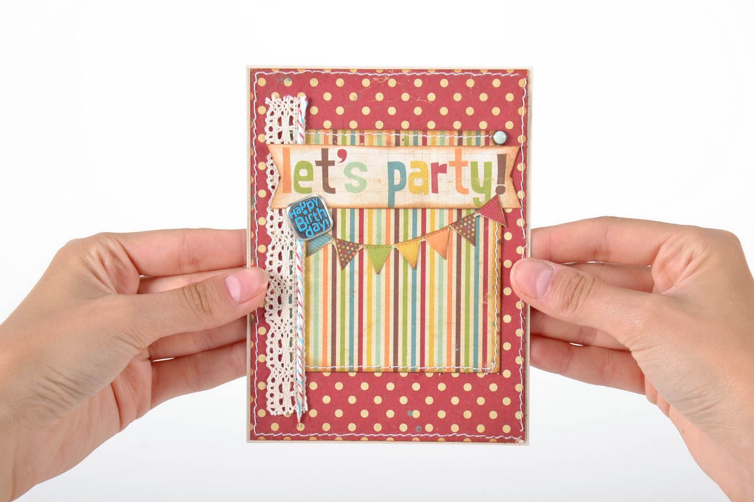 Handmade postcard Let's party photo 5